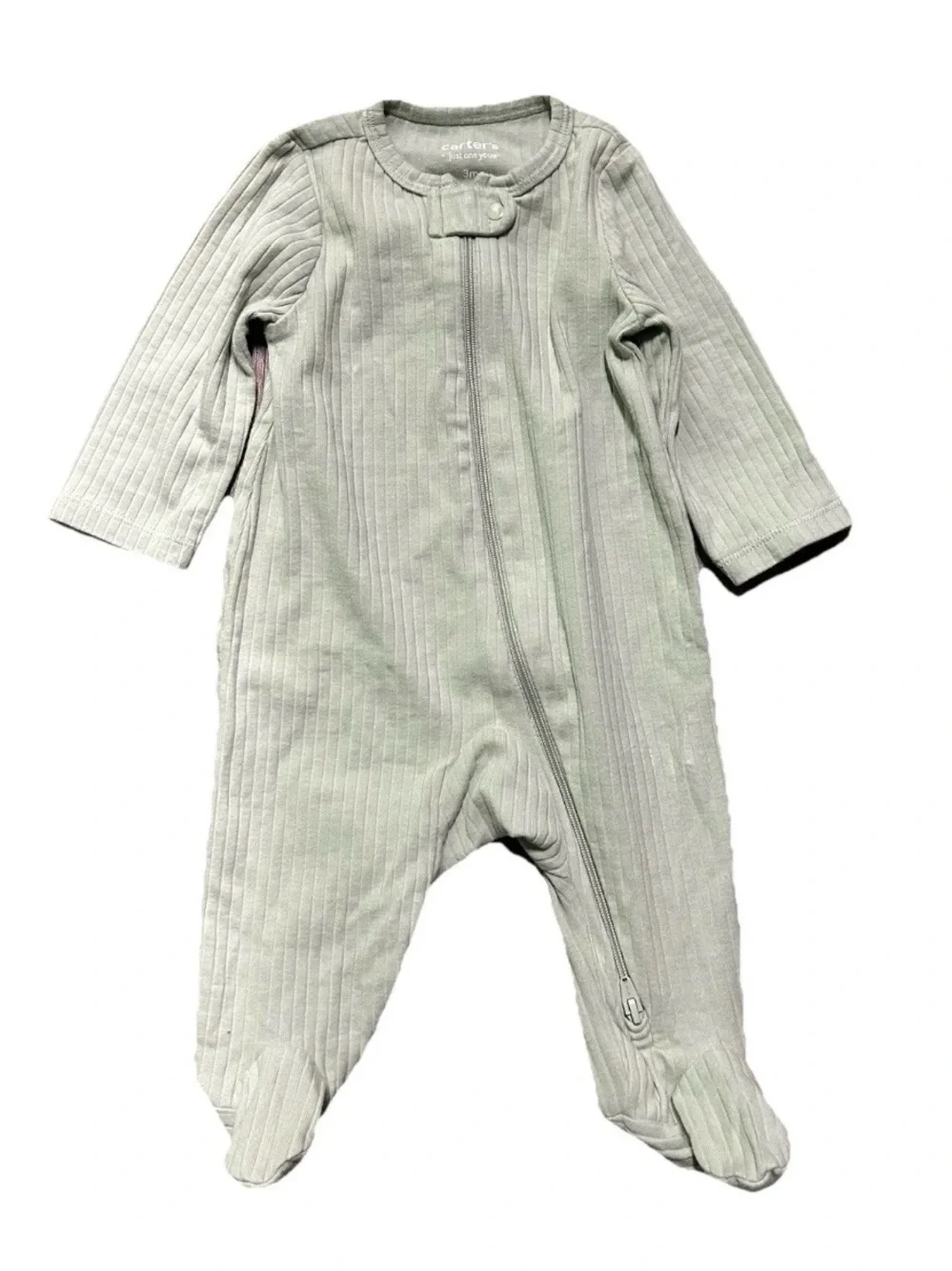 Baby Boy Footie Pajamas Ribbed Animals 2 Way Zipper Size 0-3 Months